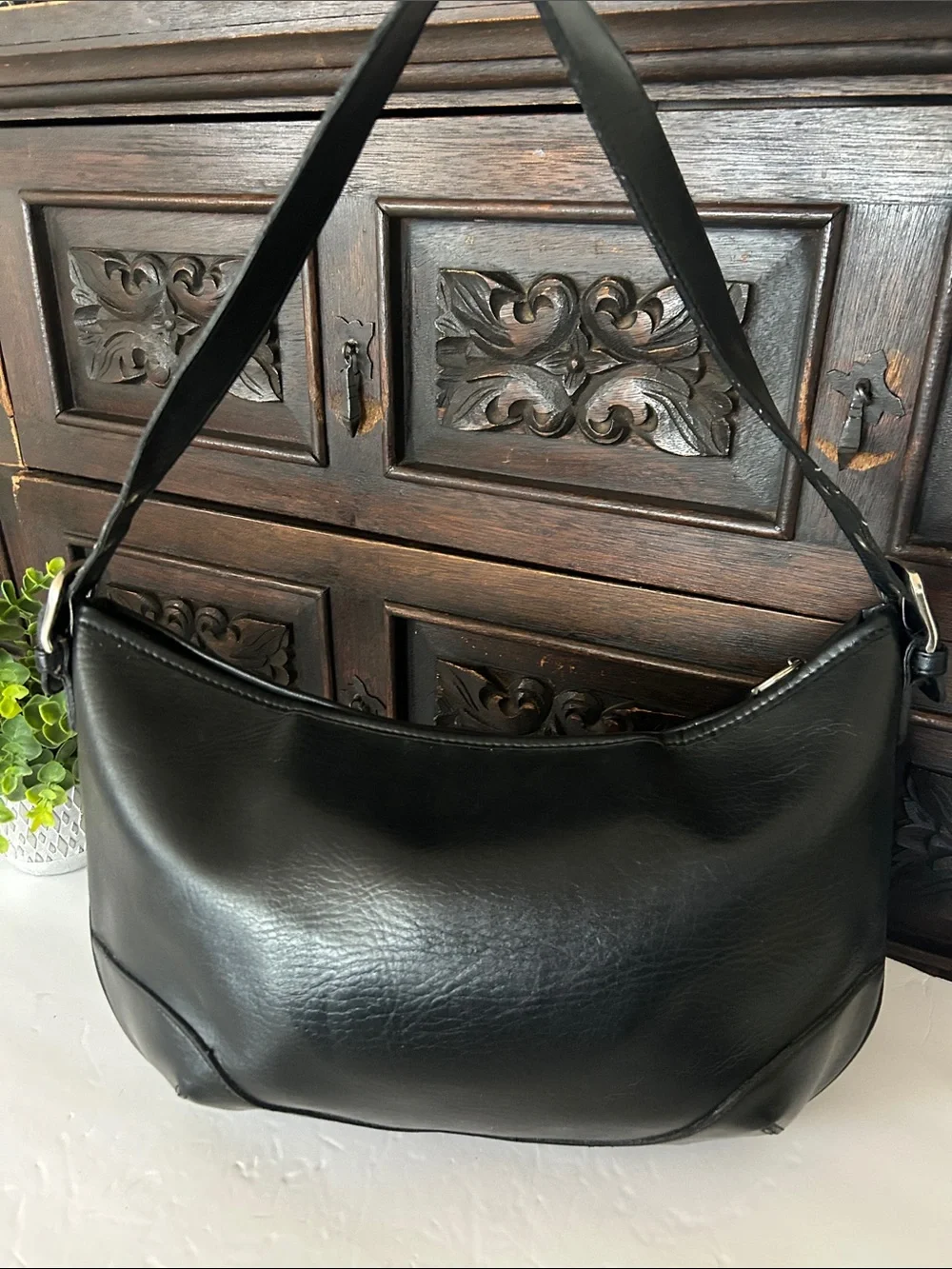 Beautiful Black Leather Hobo Shoulder Bag